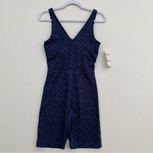 ZELLA Women Renew Print Bike Short Bodysuit Sz S Blue /Black Twilight wave print